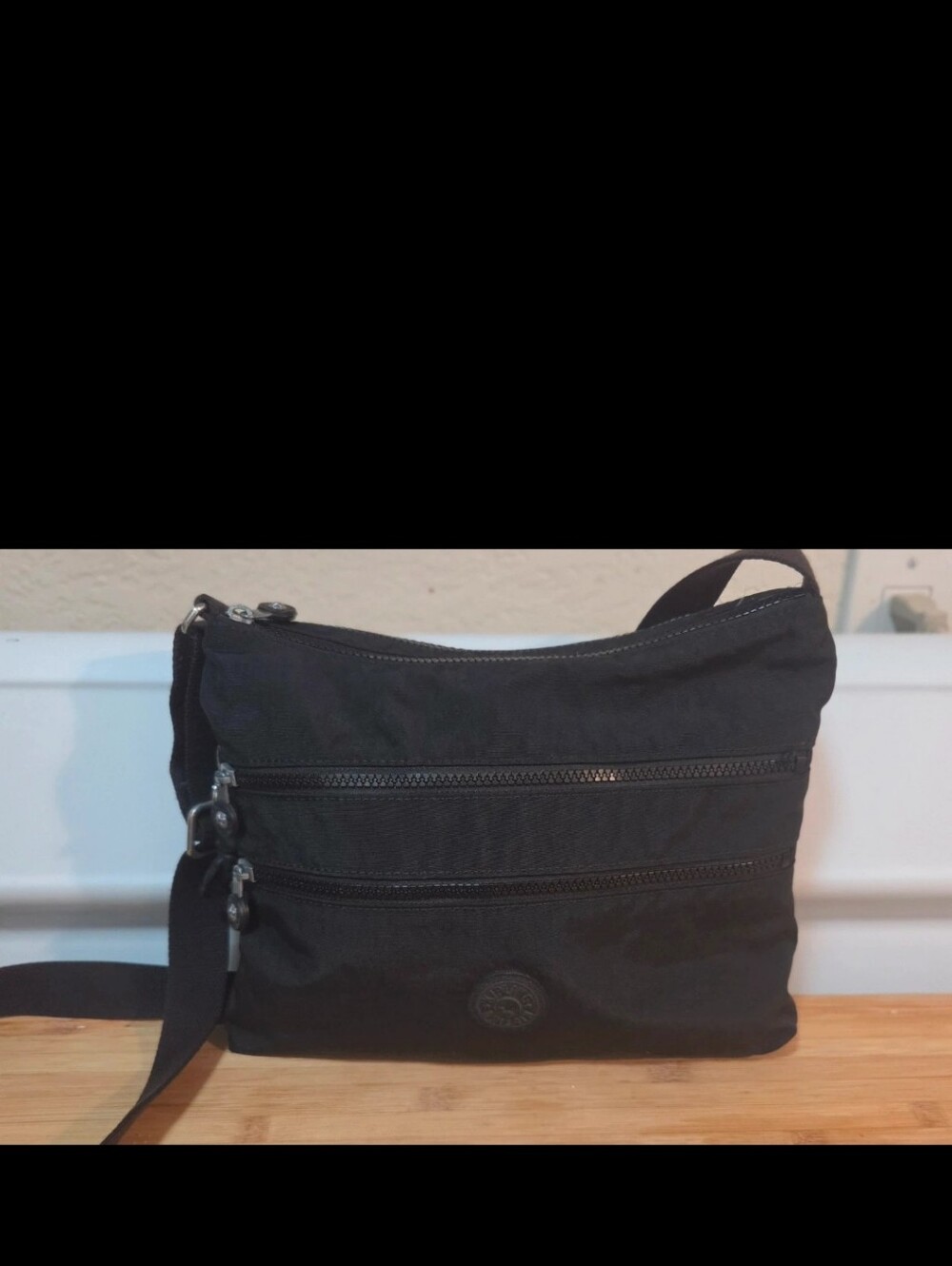 Kipling Alvar Crossbody Bag in Black with Monkey Keychain